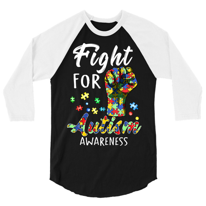 Fight For Autism Awareness World Autism Awareness Day 3/4 Sleeve Shirt by BrennleyBrown | Artistshot