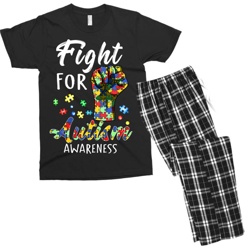 Fight For Autism Awareness World Autism Awareness Day Men's T-shirt Pajama Set by BrennleyBrown | Artistshot