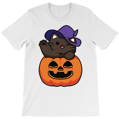 Cute Halloween Cat T-shirt Designed By Bariteau Hannah