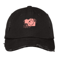 Photographer T  Shirt Pink Camera Silhouette T  Shirt Vintage Cap | Artistshot