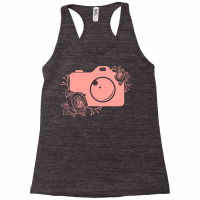 Photographer T  Shirt Pink Camera Silhouette T  Shirt Racerback Tank | Artistshot