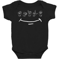 Smile American Sign Language Asl Deaf Person And Children T Shirt Baby Bodysuit | Artistshot