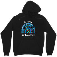 In April We Wear Blue Rainbow Puzzle Autism Awareness Unisex Hoodie | Artistshot