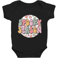 Hippie Groovy Spooky Season Ghost Halloween Costume Retro 70 Hippie Baby Bodysuit | Artistshot