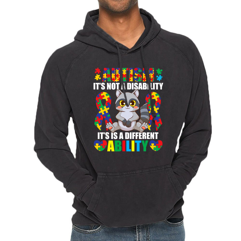 Its Not A Disability Different Ability Autism Raccoon Vintage Hoodie by Michael	Kilburn | Artistshot