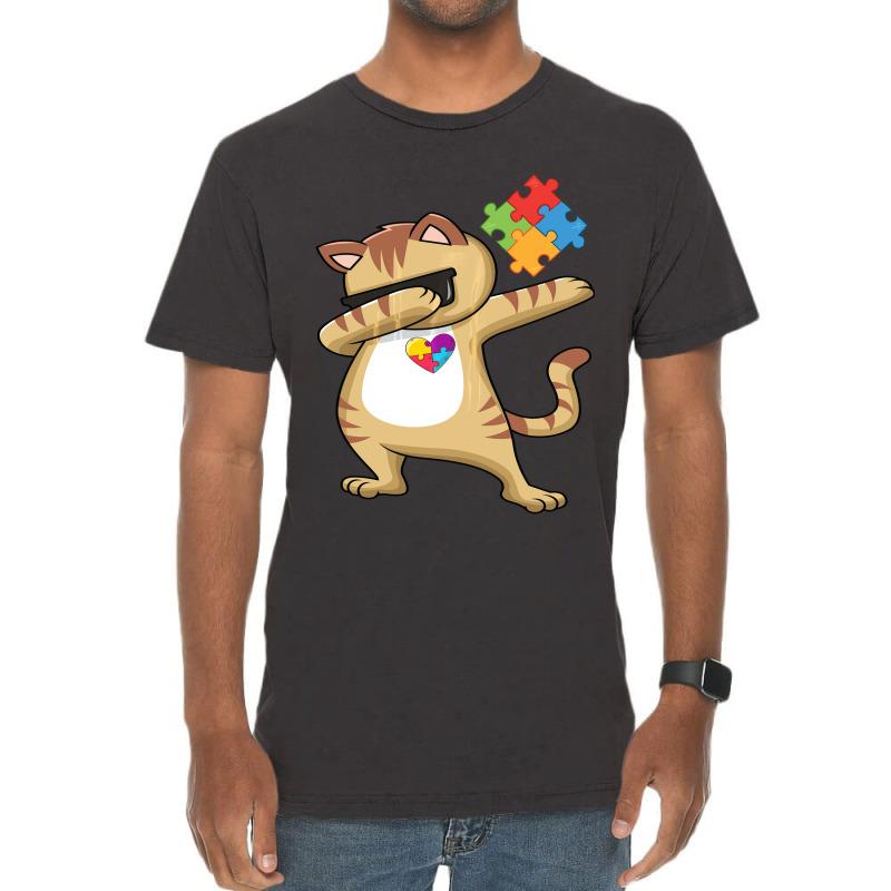 Kitty Puzzle Piece Autism Awareness Vintage T-Shirt by Michael	Kilburn | Artistshot