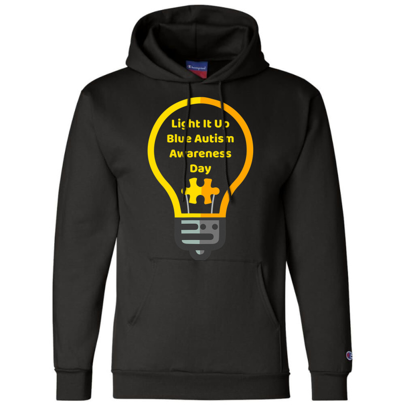 Light It Up Blue Autism Awareness Day Champion Hoodie by Michael	Kilburn | Artistshot