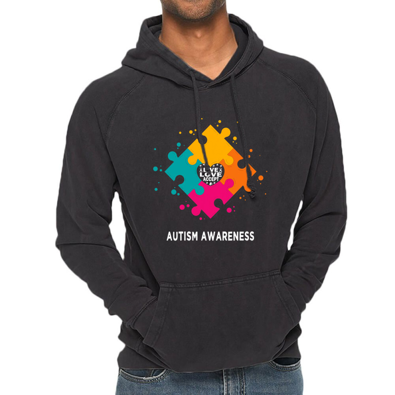 Live Love Accept Autism Awareness Autism Mom Vintage Hoodie by Michael	Kilburn | Artistshot