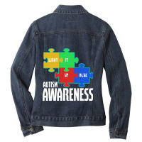 Light It Up Blue Puzzle Inspirational Autism Awareness Ladies Denim Jacket | Artistshot