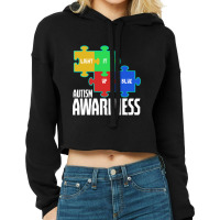 Light It Up Blue Puzzle Inspirational Autism Awareness Cropped Hoodie | Artistshot