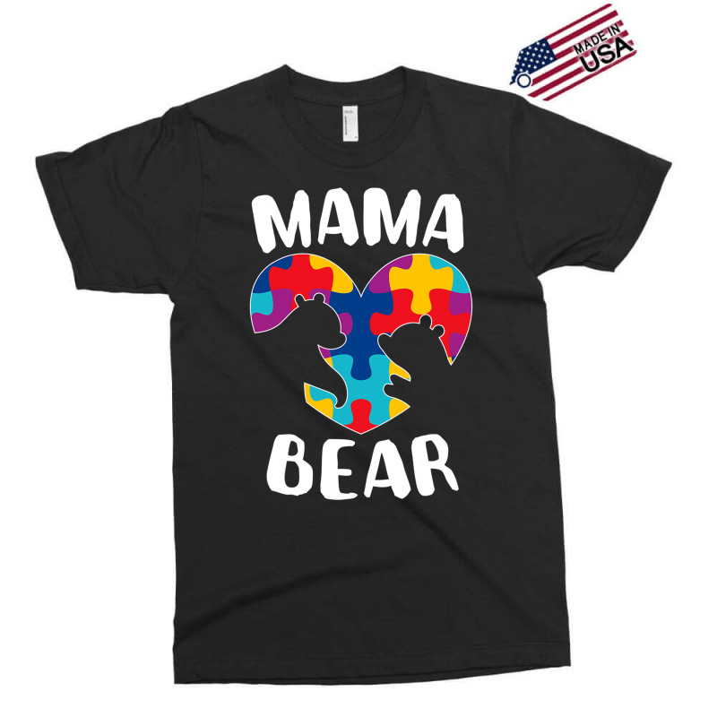 Mama Bear Autism Awareness Puzzle Piece Support Autistic Mom Funny Exclusive T-shirt by Michael	Kilburn | Artistshot