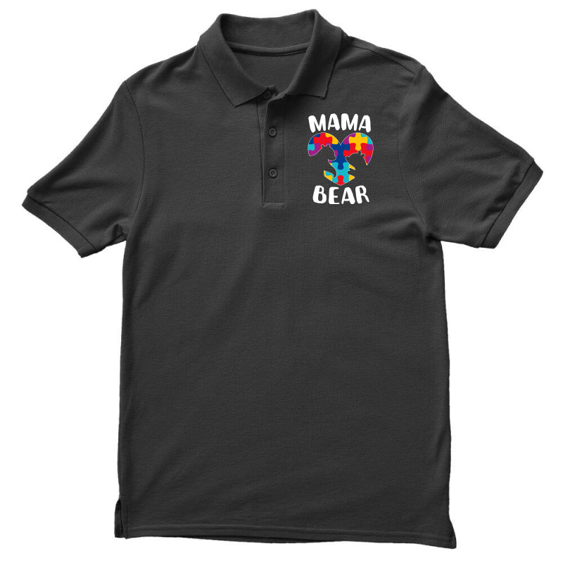 Mama Bear Autism Awareness Puzzle Piece Support Autistic Mom Funny Men's Polo Shirt by Michael	Kilburn | Artistshot