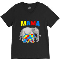 Mama Elephant Autism Awareness V-neck Tee | Artistshot