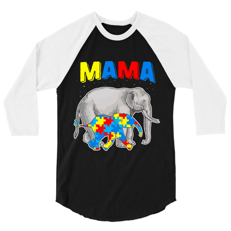 Mama Elephant Autism Awareness 3/4 Sleeve Shirt by Michael	Kilburn | Artistshot