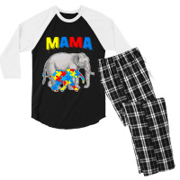 Mama Elephant Autism Awareness Men's 3/4 Sleeve Pajama Set | Artistshot