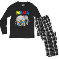 Mama Elephant Autism Awareness Men's Long Sleeve Pajama Set | Artistshot