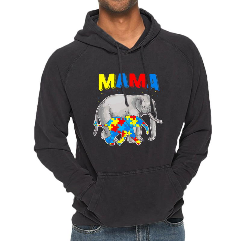 Mama Elephant Autism Awareness Vintage Hoodie by Michael	Kilburn | Artistshot