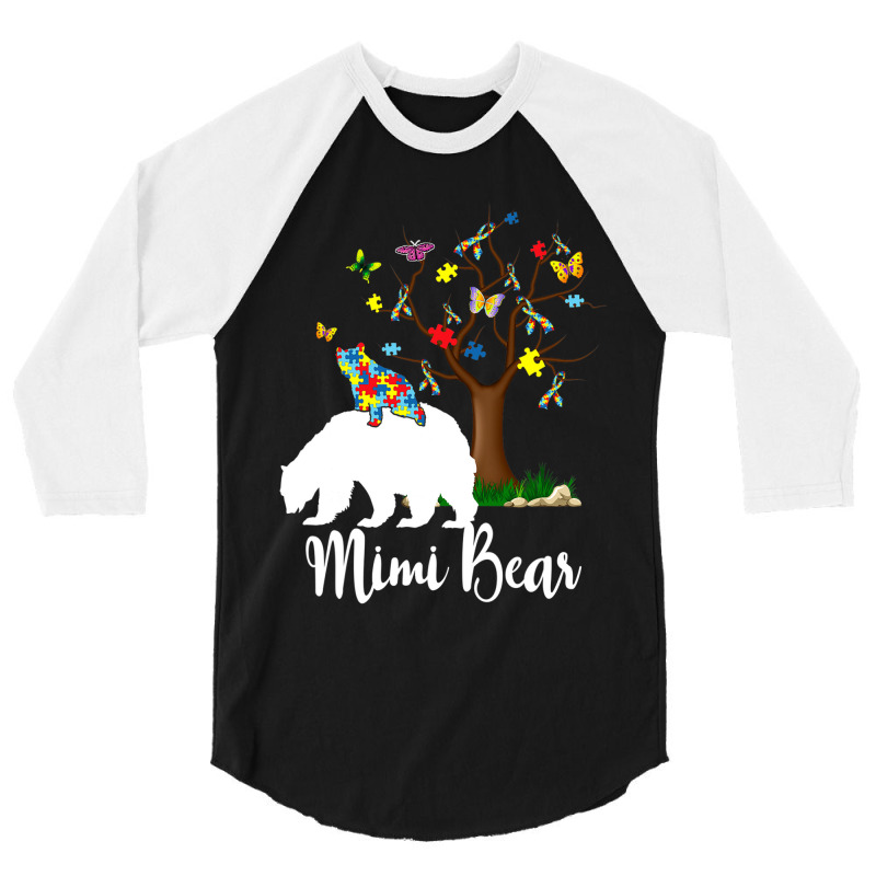 Mimi Bear Autism Awareness Love Support 3/4 Sleeve Shirt by Michael	Kilburn | Artistshot