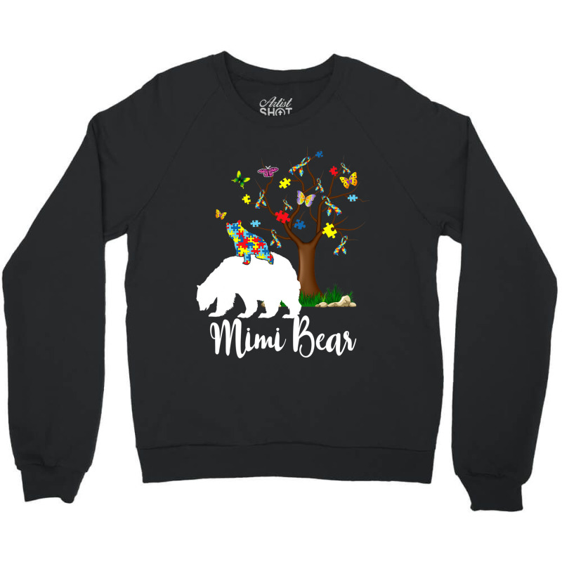 Mimi Bear Autism Awareness Love Support Crewneck Sweatshirt by Michael	Kilburn | Artistshot