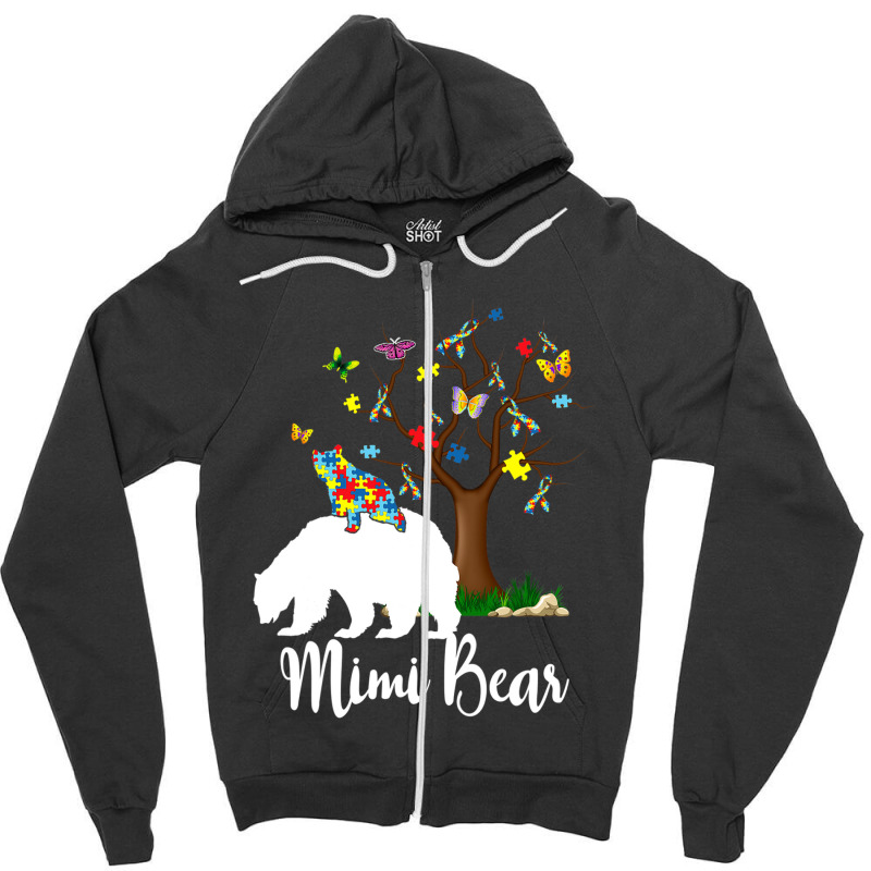 Mimi Bear Autism Awareness Love Support Zipper Hoodie by Michael	Kilburn | Artistshot