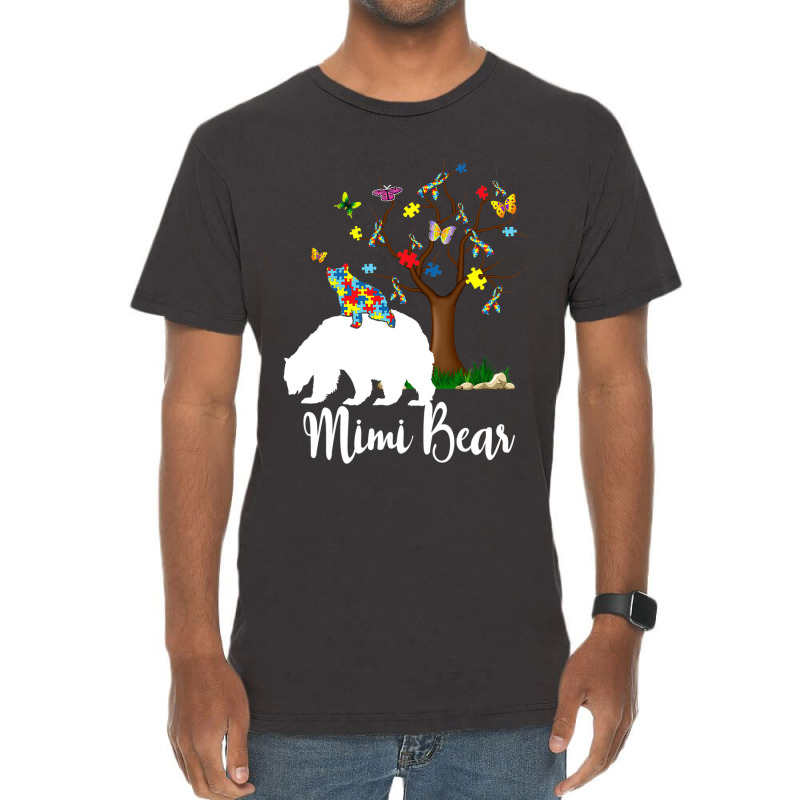 Mimi Bear Autism Awareness Love Support Vintage T-Shirt by Michael	Kilburn | Artistshot