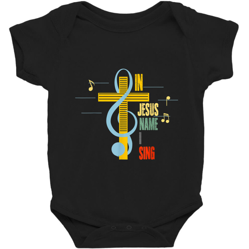 Jesus In Jesus Name I Sing Music Note Cross Vintage Baby Bodysuit by criticizematter | Artistshot