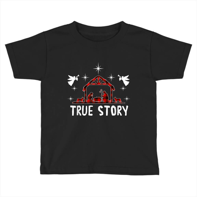 Jesus Christmas Nativity True Story Of Jesus Birth With Red Plaid Toddler T-shirt by urethrapricey | Artistshot