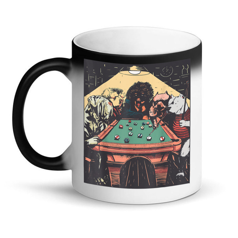 Game Night Time Dogs On Billiards Pool Table Shooting 8 Ball T Shirt Magic Mug | Artistshot