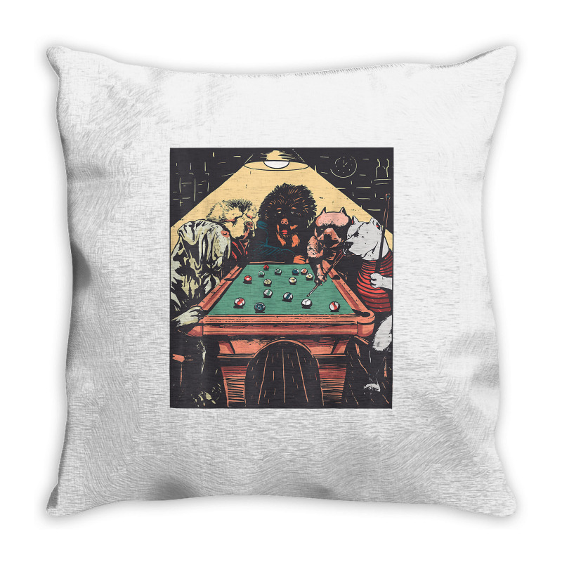 Game Night Time Dogs On Billiards Pool Table Shooting 8 Ball T Shirt Throw Pillow | Artistshot