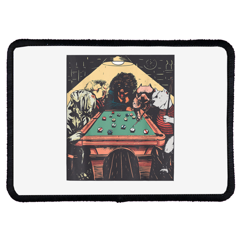 Game Night Time Dogs On Billiards Pool Table Shooting 8 Ball T Shirt Rectangle Patch | Artistshot