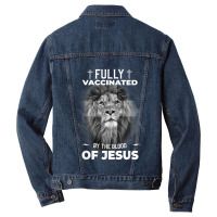 Jesus Fully Vaccinated By The Blood Of Jesus Funny Christian Men Denim Jacket | Artistshot