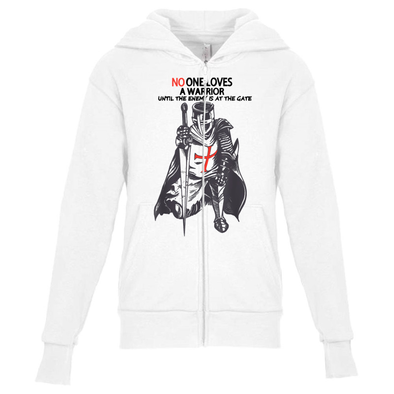 No One Loves A Warrior, Crusader Jesus Cross Knight Templar T Shirt Youth Zipper Hoodie | Artistshot