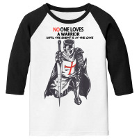 No One Loves A Warrior, Crusader Jesus Cross Knight Templar T Shirt Youth 3/4 Sleeve | Artistshot