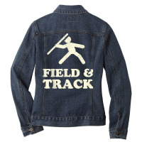 Vintage Track & Field Throwing Coach Javelin Shot Put Discus T Shirt Ladies Denim Jacket | Artistshot