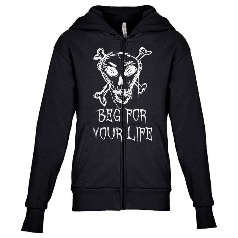 Beg For Your Life Halloween Costume Word Design T Shirt Youth Zipper Hoodie | Artistshot