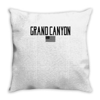 Grand Canyon Us Flag Text Olive Green With Black Print T Shirt Throw Pillow | Artistshot