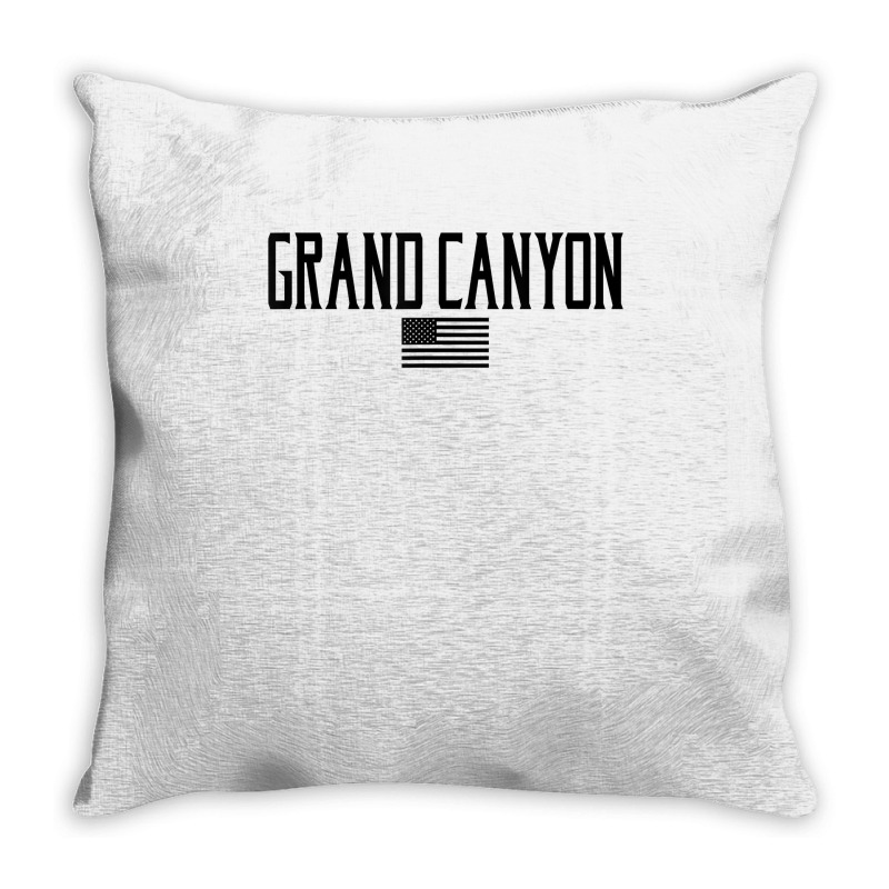 Grand Canyon Us Flag Text Olive Green With Black Print T Shirt Throw Pillow | Artistshot