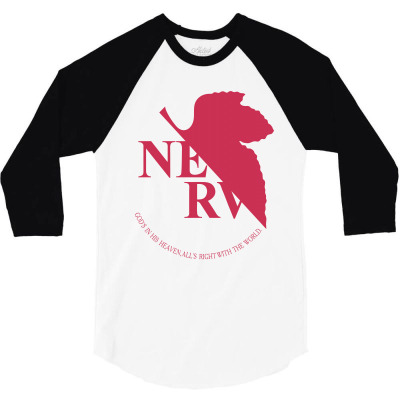 Nerv -evangelion 3/4 Sleeve Shirt Designed By Wizarts