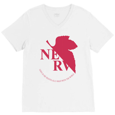 Nerv -evangelion V-neck Tee Designed By Wizarts