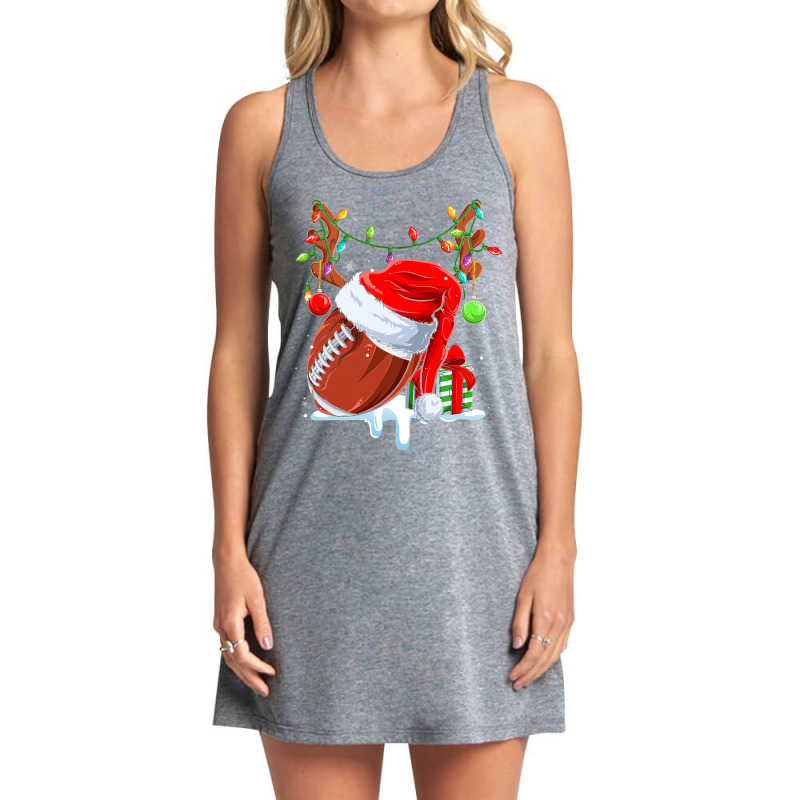 Football Funny Football Reindeer Santa Hat Christmas Holiday Pjs Xmas  Tank Dress by permad | Artistshot