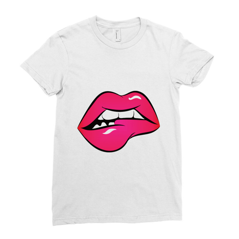 Sexy Lip Biting Ladies Fitted T-Shirt by daniellepaine | Artistshot