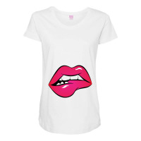 Sexy Lip Biting Maternity Scoop Neck T-shirt | Artistshot