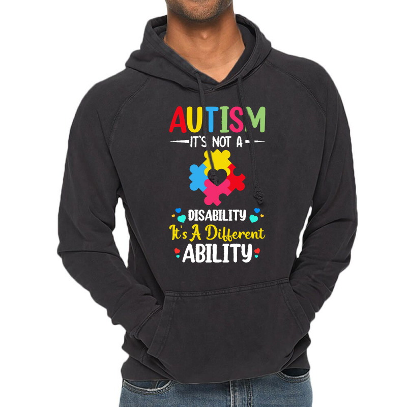 Autism Its Not A Disability Its A Dif T  Shirt Autism It's Not A Disab Vintage Hoodie by elephantjellyfish | Artistshot