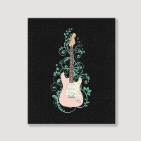 Electric Guitar T  Shirt Pink S  Style Electric Guitar Flowering Vines Portrait Canvas Print | Artistshot