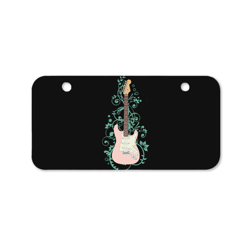 Electric Guitar T  Shirt Pink S  Style Electric Guitar Flowering Vines Bicycle License Plate | Artistshot