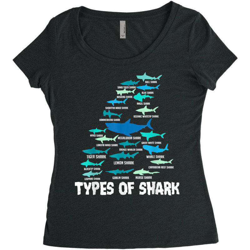 Types Of Shark Megalodon Great White Nurse Shark Men Women T Shirt Women's Triblend Scoop T-shirt by maionexzweddel1i | Artistshot