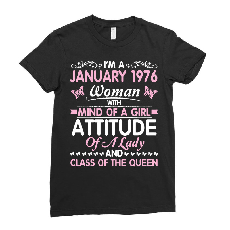 Birthday 45 Years Born In January 1976 T  Shirt I'm A January Woman 19 Ladies Fitted T-Shirt by elephantjellyfish | Artistshot