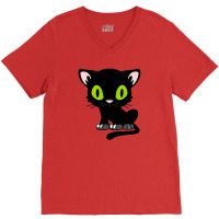 Black Cat V-neck Tee | Artistshot