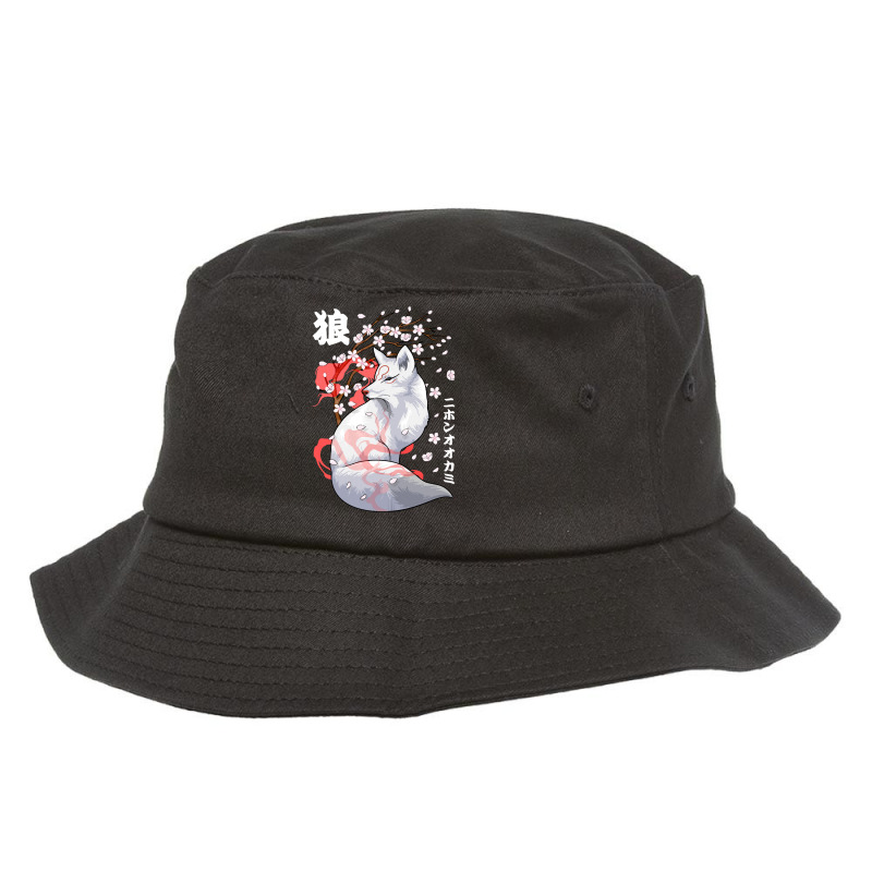 Japanese Wolf T  Shirt Floral Japanese Wolf Japan Art Otaku Cherry Blo Bucket Hat by lizardgasp | Artistshot