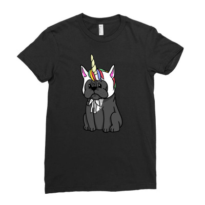 Funny Unicorn French Bulldog Ladies Fitted T-shirt Designed By Dhieart
